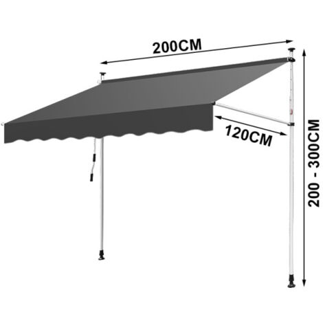 Markise mit LED Klemmmarkise Einziehbar Sonnenmarkise Sonnenschutz