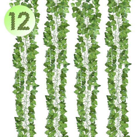 Boic Künstliche Efeugirlanden Mit LED - 12 Stück Für Wanddekoration