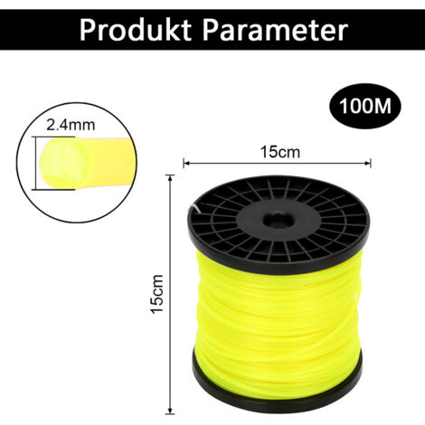 Jenngaoo Trimmerfaden 2,4 Mm – Nylonschnur Für Rasentrimmer, 120 M, Orange, Rund & Robust
