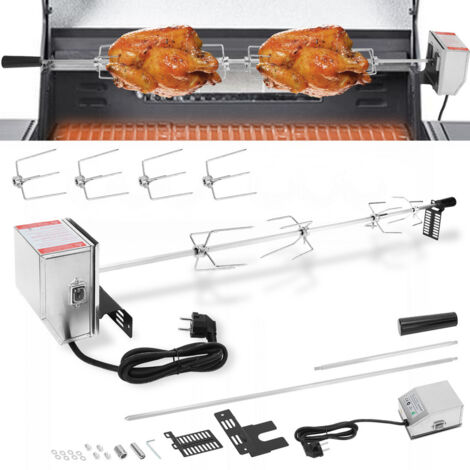 Drehspieß Edelstahl Grillspieß Rotisserie Fleischnadeln Und Motor BBQ