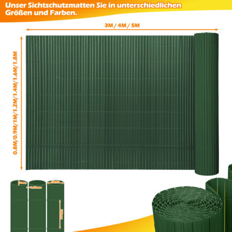 AEREY Balkon Sichtschutz – 55x700cm, Dunkelgrün, Einfach Montierbar Mit Kabelbindern