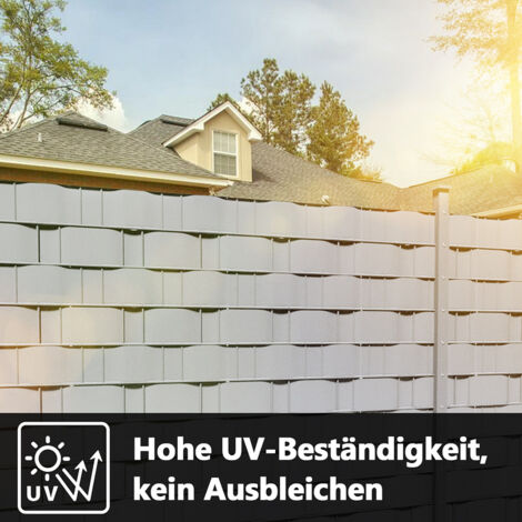 M-tec Sichtschutzstreifen Hamburg Motiv – 3 Streifen 19x285 Cm, PVC, Weiß-anthrazit, Inkl. Klemmschienen