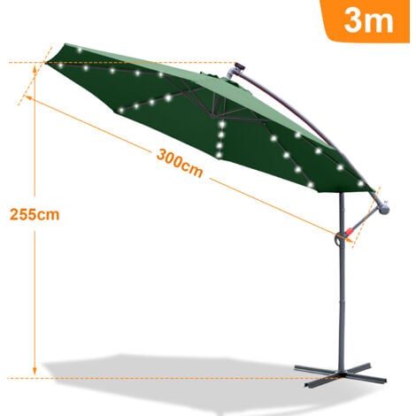 (Deactive)Alu Sonnenschirme mit LED 300cm mit kurbel UV Schutz 30