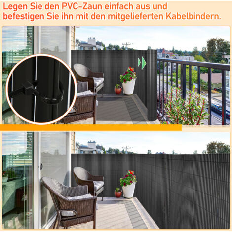 (Deactive)VINGO Sichtschutzmatte PVC Sichtschutzzaun grau Windschutz