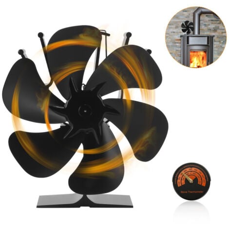 JIMBON Ofenventilator 6-Blatt - Kaminventilator Ohne Strom, Umweltfreundlich