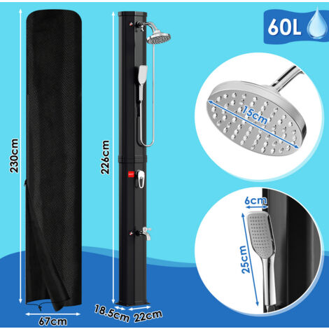 ELBE Solardusche 23L Mit Alutank - Garten Dusche Bis 60°C Ohne Strom
