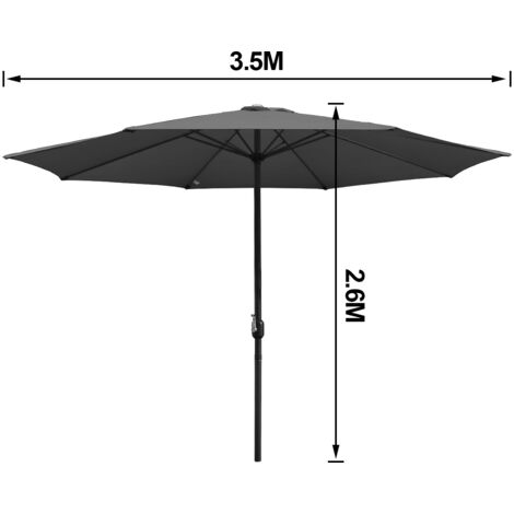 Gartenschirm 270 Cm Mit Kurbel – UV-Schutz UPF 50+, 8 Rippen, Polyester, Ohne Basis