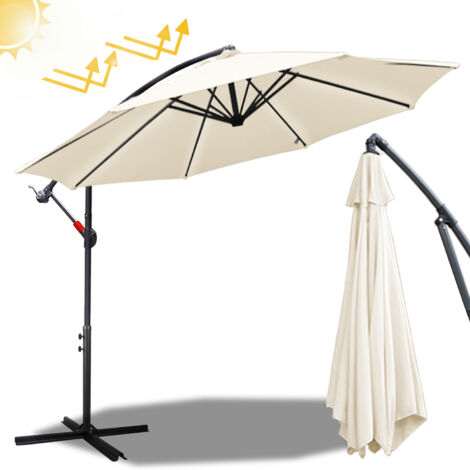 Valle Verde Sonnenschirm XXL 350cm - Kurbelschirm Mit Neigungsfunktion