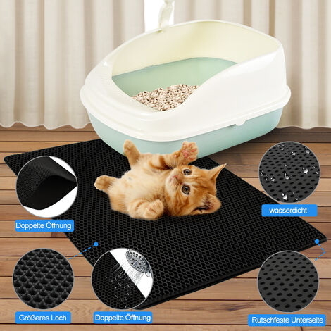 VINGO Katzenmatte Sonstiges Katzenzubehör Katzenklo Matte Katzen Toilette Vorleger Katzenstreu Matte 78×60cm