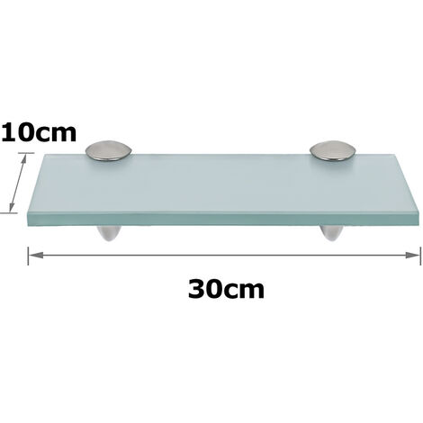 VINGO Glasregal Wandregale mit Halterung Glasboden Badregal Bad Ablage Glasablage Regal Glas Badablage Glasscheibe Halterung Regale Milchglas Wandregal 30cmx0.8cm x10 cm