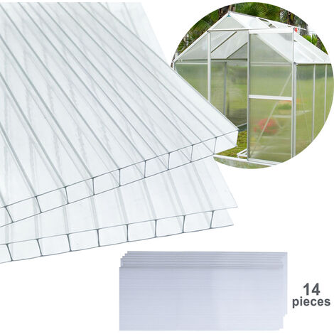 VINGO 14x Polycarbonat Doppelstegplatten 4mm Gewächshaus Hohlkammerplatten