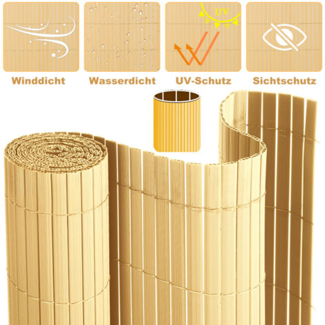 Sicht Zaun PVC Sichtschutzmatte Fr Balkon & Zaun - Wasserfest,  UV-bestndig In Grn, Grau, Bambus-Look Sichtschutz Garten