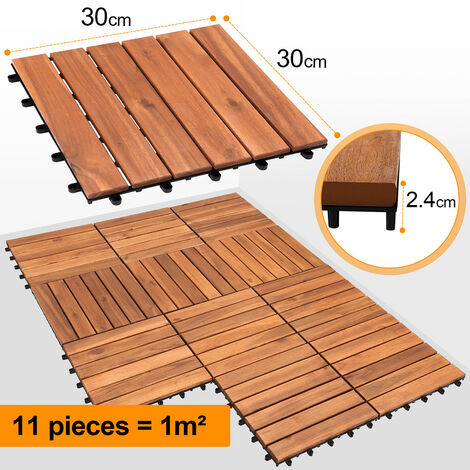 (Deactive)VINGO Holzfliesen aus Akazien Holz 30x30cm, 6 Latten Fliese