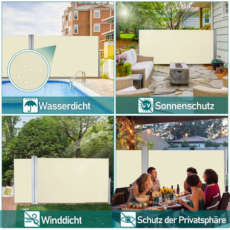 (Deactive)VINGO Doppel Seitenmarkise Markisen Ausziehbar 160x600cm Alu