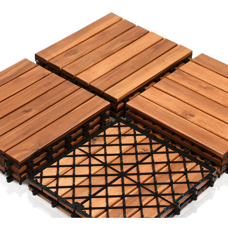 (Deactive)VINGO Holzfliesen aus Akazien Holz 30x30cm, 6 Latten Fliese