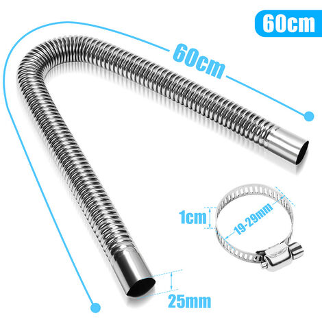 MotorMinds Abgasschlauch 60cm Edelstahl - Für Standheizung & Stromerzeuger Mit 2 Klammern