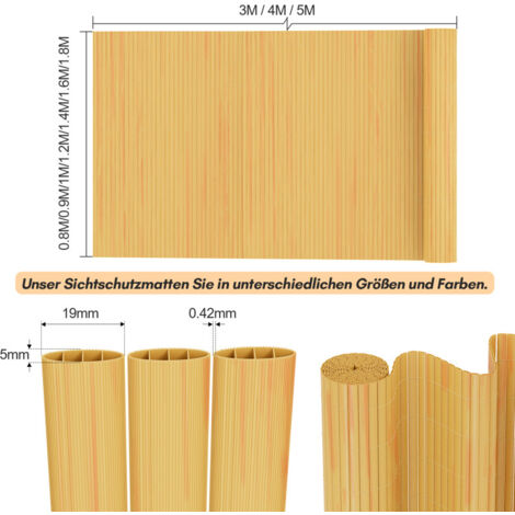 VINGO Sichtschutzmatte PVC Sichtschutzzaun Bambus Windschutz fur Garten