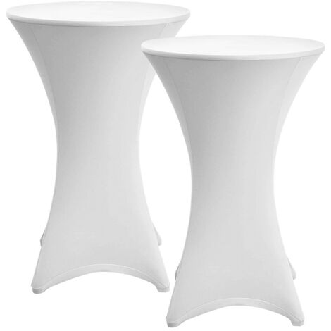 DeacitveVINGO 2pcs StehtischHusse Stretch Elastique Weiß Premium