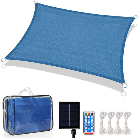 VINGO Sonnensegel mit LED Beleuchtung Sonnensegel LED Solar