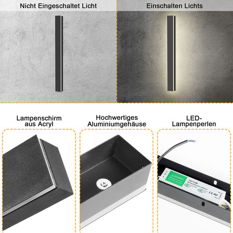 LED Wandleuchte Ultraslim Flurlampe Innen Wandlampe Empfangsbereichen Außen 40cm 10.5W Warmweiß