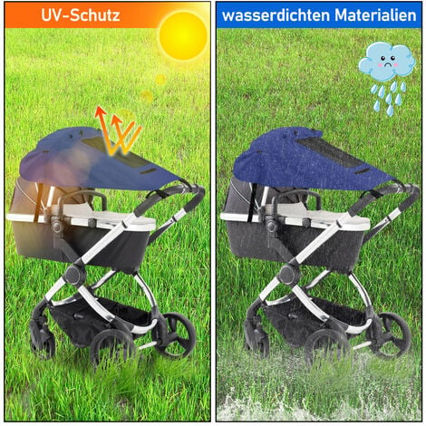 VINGO Kinderwagen Sonnensegel, Sonnensegel für Kinderwagen, UV 50+  verstellbarer Sonnenschutz mit Aufbewahrungstasche Marineblau