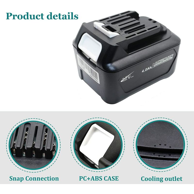 Batterie Makita 12V 2.0Ah BL1021B Compatible CXT - Pour Outils Makita 12V/10.8V - Remplace BL1020, BL1041, 197402-0