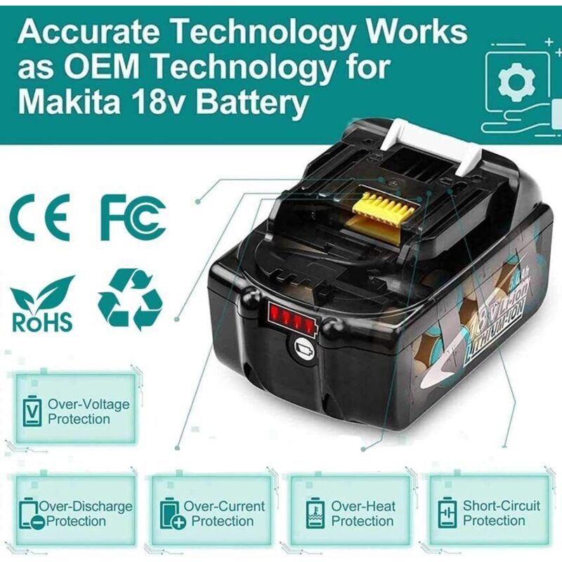 Lot De 4 Batteries 18V 5500mAh - Compatibles BL1850, BL1860, LXT-400 - Pour Outils électriques Sans Fil
