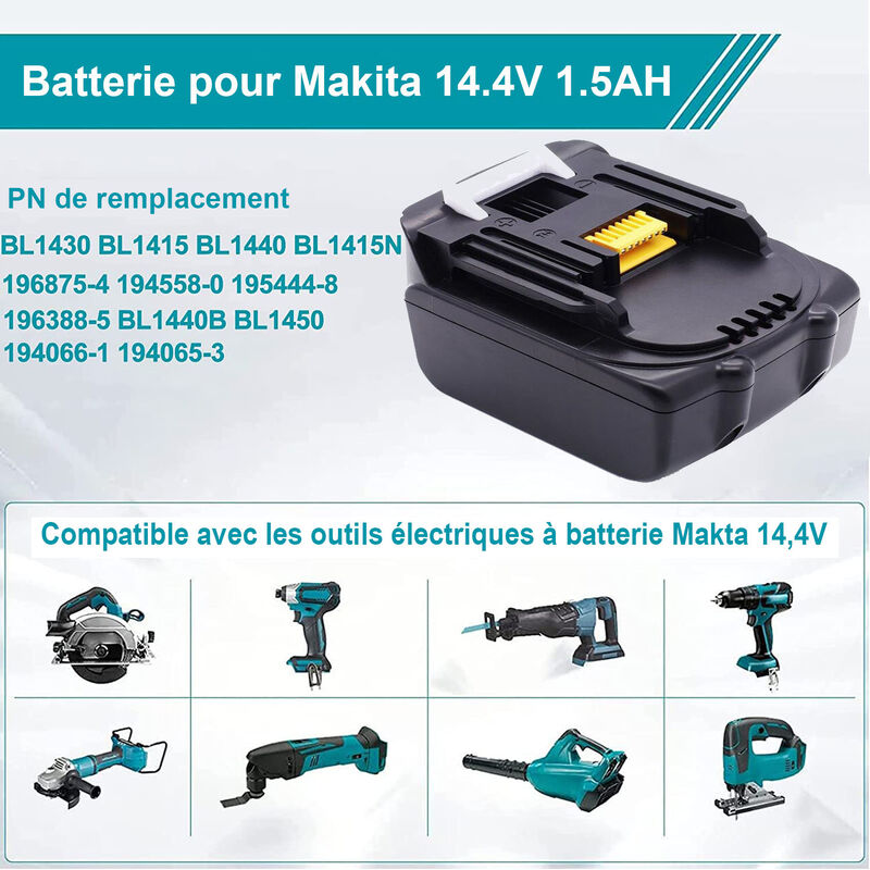 Pour le remplacement de la batterie Makita 14.4V | BL1430 4.0AH LI-ION  BATTERIE 2 pièces