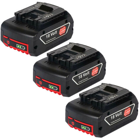3X Batterie pour Bosch 18V 5.0Ah Lithium-Ion avec LED pour 2607336092, 2607336236, BAT619G, BAT619, 2607336169, BAT609G, 2607336170, 2607336235, 2607336091, BAT609, BAT618, BAT610G