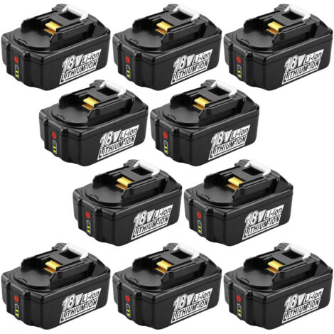 10X Remplacement Batterie pour Makita 18V BL1860B BL1850B BL1840B BL1830B BL1820B BL1815 BL1815N LXT400 pour Makita Batteries d'outils avec indicateur LED 18V 5.0Ah Li-thium