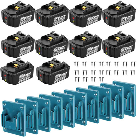 10X Batterie pour Makita 18V BL1850B BL1860B BL1840 BL1830 BL1815 LXT DMR107 DMR108
avec LED remplacement+ Cadeau : Pendentif d'outil