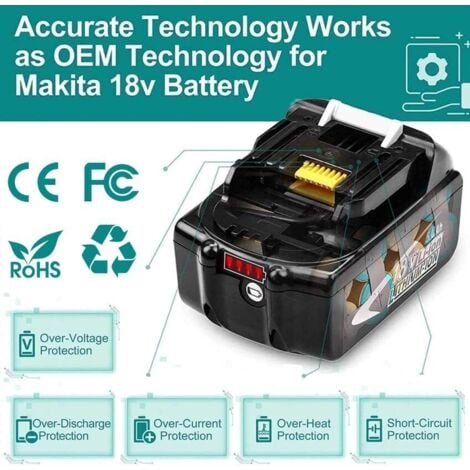 (pack de 2) Batterie de Remplacement pour Makita BL1850B 18V 5,0Ah BL1850 BL1860B BL1860 BL1830B BL1840B BL1840 BL1890 BL1835 BL1845 194204-5 BL1815 BL1825 LXT-400 BL18 avec indicateur LED