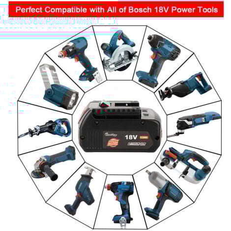 (pack de 2)Batterie au lithium professionnelle 18 V 5,0 Ah pour Bosch 2607336092 2607336236 BAT619G BAT619 2607336169 BAT609G 2607336170 2607336 235 2607336091 BAT609 BAT618 BAT618G BAT618G GSRA GSR G