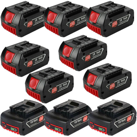 Powerwings – Pack de 10 batteries 18V Lithium Ion 5.0Ah – Compatible Bosch BAT609G, BAT618, BAT610G – Idéal pour outils électroportatifs