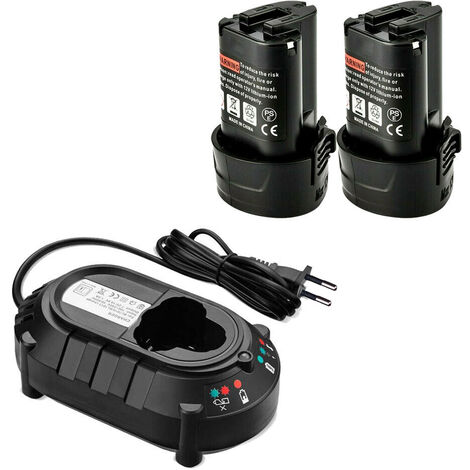 2X Battterie pour Makita BL1013 10,8 V 1500 mAh Li-thium pour Makita Batterie BL1014 BL1015 194550-6 194551-4 195332-9 DF030D DF330D TD090D & Chargeur (1/5)