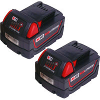 2X Powarobor M18B5 18V 5.0Ah Batterie Compatible Milwaukee M18 - Remplacement 48-11-1860