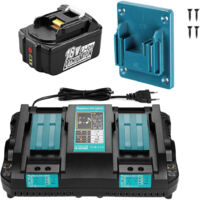 Batterie 18V pour Makita BL1850B BL1860B BL1840 BL1830 BL1815 LXT DMR107 DMR108 avec LED + Chargeur double + Cadeau : Pendentif d'outil