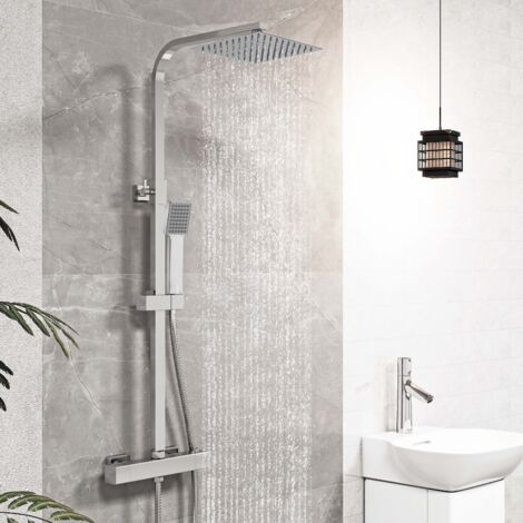 Columna de Ducha Termostática Ducha Casa cromado alcachofa cuadrada y ducha superior grande