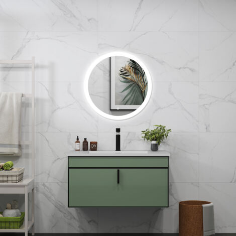 Espejo de Ducha Casa  Espejo de baño con luz LED, redondo, 60 cm, con función antivaho, brillo ajustable ,memoria agapada.