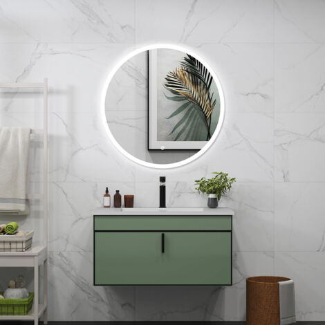 Espejo de Ducha Casa Espejo de baño con luz LED, redondo, 120 x 120 cm, con función antivaho, brillo ajustable ,memoria agapada.