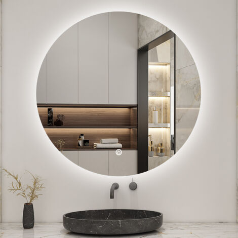 Espejo de Ducha Casa Espejo de baño con luz LED, 60 x 60 cm, con función antivaho, brillo ajustable ,memoria agapada.