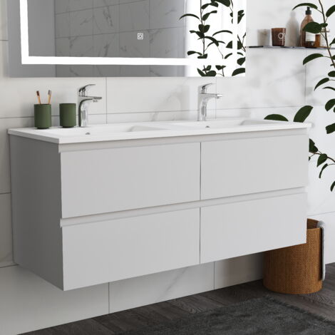 Ducha Casa Mueble Armario de baño,armario de pared,120 x 46 x 52 cm,4 cajones, diseño moderno，color blanco.