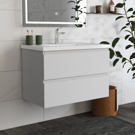 Ducha Casa Mueble de baño,79 x 44.5 x 52 cm, armario de baño con lavabo , color blanco . Diseño moderno.