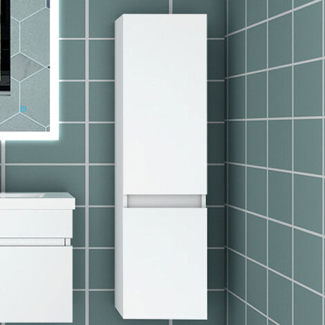 Ducha Casa  Armario de baño Armario auxiliar, armario de pared,30 x 30 x 110 cm, diseño moderno，color blanco.