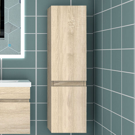 Ducha Casa Armario de baño Armario auxiliar, armario de pared,30 x 30 x 110 cm, diseño moderno,color roble.