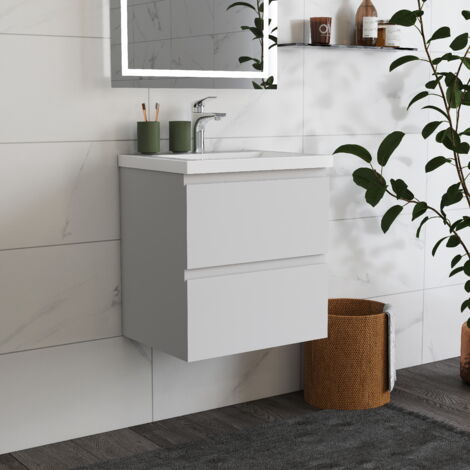 Ducha Casa Mueble Armario de baño,armario de pared,50 x 38.5 x 52 cm,2 cajones, diseño moderno，color blanco.