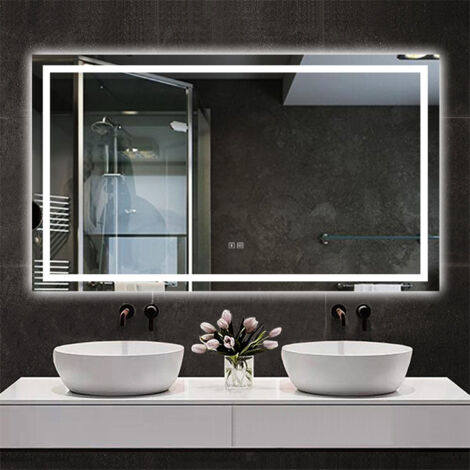 Ducha Casa Espejo de baño con led,120 x 70 cm, luz con 3 colores, función bluetooth ,antinieble, brillo regulable, función de memoria agapada, apagado automático tras una hora de inactividad