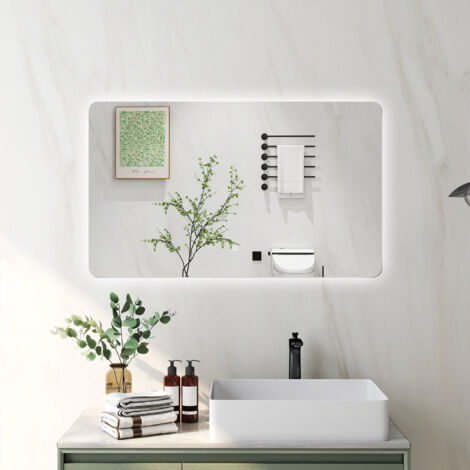 ESPEJO DE BAÑO, 100 x 60 cm, Espejo con Luz Led, Brillo Ajustable , Función de Memoria Agapada, Apagado automático tras una hora de inactividad