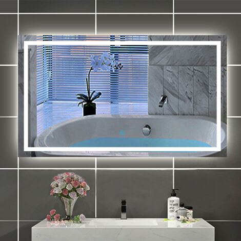 DUCHA CASA Espejo de baño con luz led,140 x 80 cm, antinieble, luz blanca, brillo regulable, función de memoria agapada,apagado automático tras una hora de inactividad (1/5)