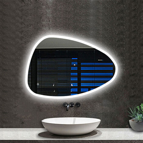 Ducha Casa Espejo de baño con led,120 x 80 cm, luz 3 colores, diseño irregular,función antinieble, brillo ajustable ,función memoria agapada